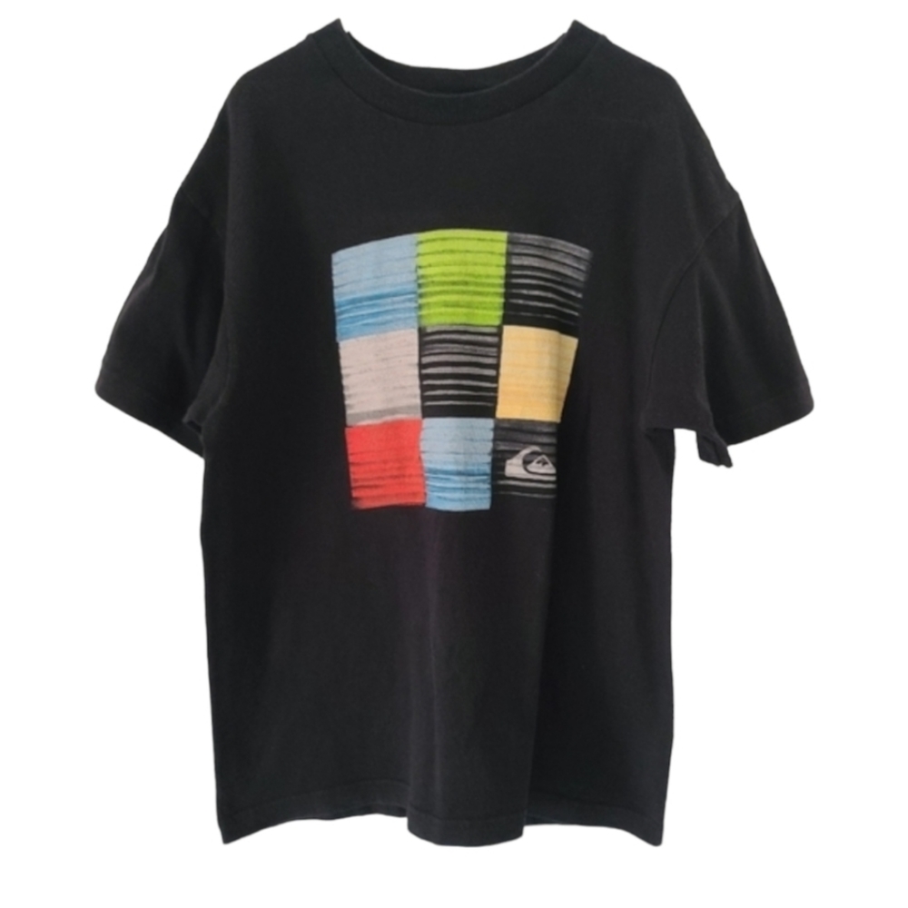 Quicksilver Black Rainbow Short Sleeve Graphic Tee Boys Girls S 6 7
